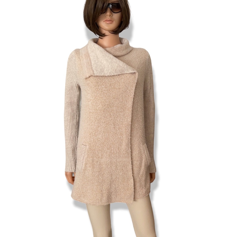 La Fee Verte Longline Mixed Textured Sweater Cardigan
